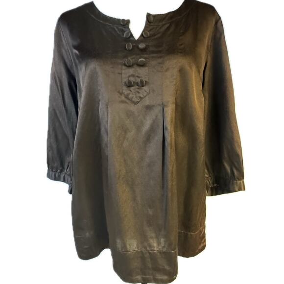 Style & Co. Tops - Style & Co Silk Blend Lagonlook Boho Tunic PopoverTop Women 12 Chocolate Brown